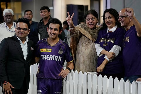 Jay Shah, left, with Gautam Gambir
